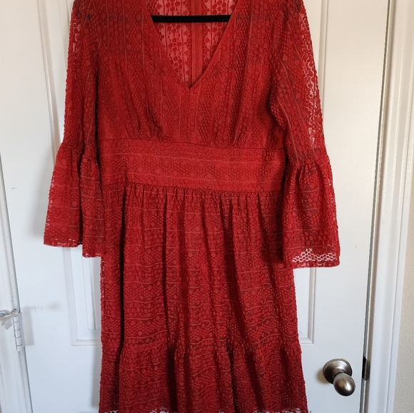 London Time rust lace dress - Picture 5 of 9
